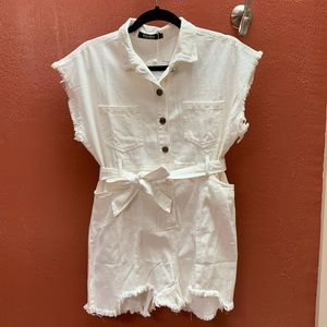 White denim romper